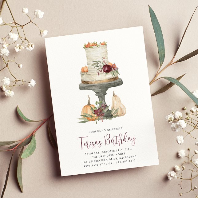 Convites Festa de aniversário de Bolo de Camada de Queda (Criador carregado)