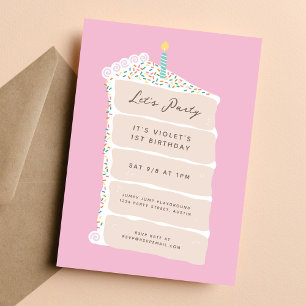 Convites Festa de aniversário De Bolo Vanilla