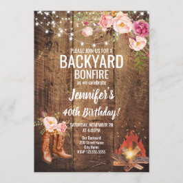 Convites Festa de aniversário de Bonfire no quintal