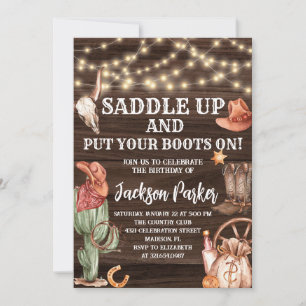 Convites Festa de aniversário de Boots do Cowboy de Anivers