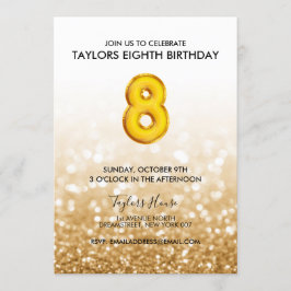 Convites Festa de aniversário de Brilho Dourado 8ª 