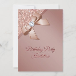 Convites Festa de aniversário de brilho Dourado e Rosa