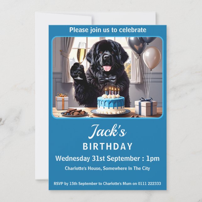 Convites Festa de aniversário de Cachorro da Terra Nova (Frente)