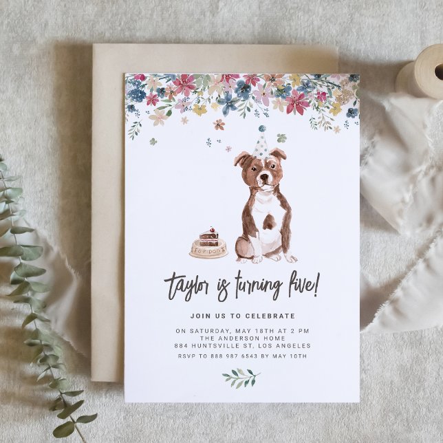 Convites Festa de aniversário de Cachorro de Pitbull com Aq (Celebrate your furry friend’s special day with our charming dog birthday invitation)