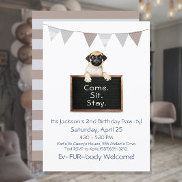 Convites Festa de Aniversário de Cachorro para Pug Macho