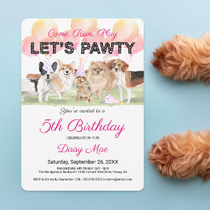 Convites Festa de aniversário de Cachorro Personalizado Pa