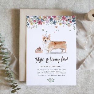 Convites Festa de aniversário de Cachorro Vintage Watercolo
