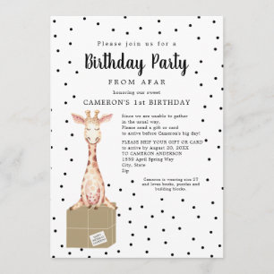 Convites Festa de aniversário de caixa de transporte Giraf