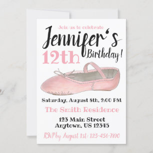 Convites Festa de aniversário de Calçado de Dança de balé