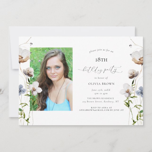 Convites Festa de aniversário de Caligrafia de Peach (Frente)