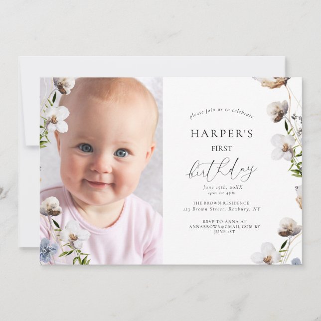 Convites Festa de aniversário de Caligrafia de Peach (Frente)