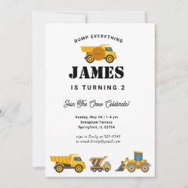 Convites Festa de aniversário de Caminhão de Construção
