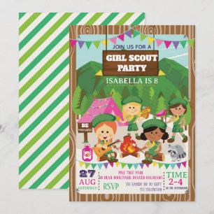 Convites Festa de Aniversário de Camping das Girl Scouts