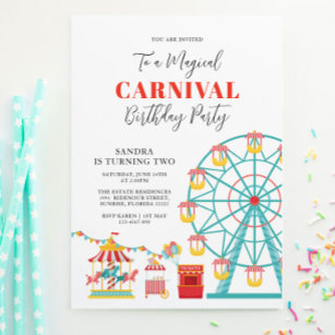Convites Festa de aniversário de Carnaval Mágica