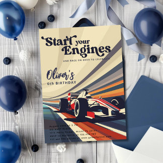 Convites Festa de aniversário de Carro de Corrida de Kart