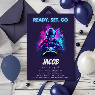 Convites Festa de aniversário de Carro de Corrida de Kart