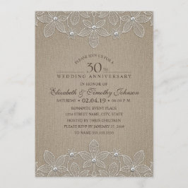 Convites Festa de Aniversário de Casamento de 30 Anos Renda