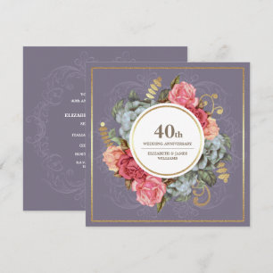 Convites Festa de Aniversário de Casamento de 40 Anos Vinta