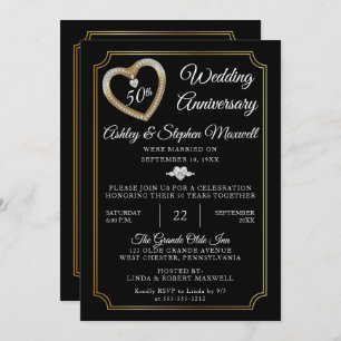 Convites Festa de Aniversário de Casamento de 50º Diamantes