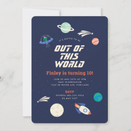Convites Festa de aniversário de Celebração Cósmica 5x7 Con