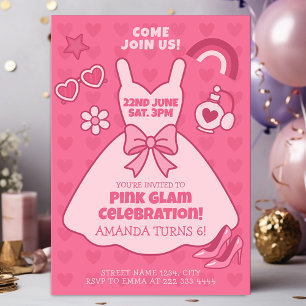 Convites Festa de aniversário de Celebração de Glama Rosa