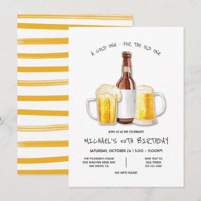 Convites Festa de aniversário de cerveja ficando mais estra (Frente/Verso)