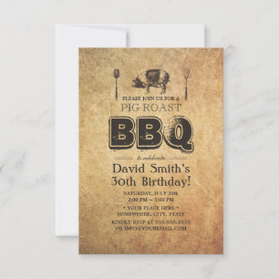 Convites Festa de aniversário de CHURRASCO de rosca Vintag