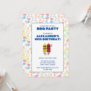 Convites FESTA DE ANIVERSÁRIO de CHURRASCO PERSONALIZÁVEL