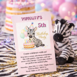 Convites Festa de Aniversário de Cinco Anos da Menina Zebra