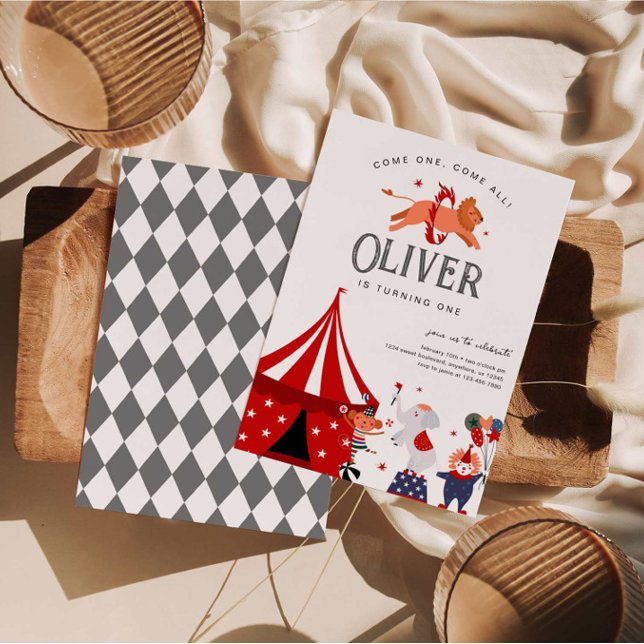 Convites Festa de aniversário de Circo ou Carnaval (Criador carregado)