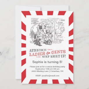 Convites Festa de aniversário de Circus Vintage