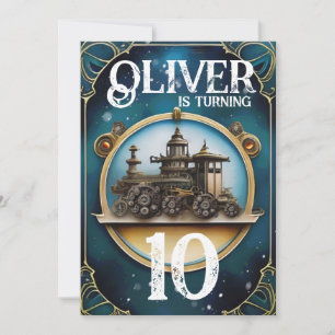 Convites Festa de aniversário de Cobre Azul Steampunk