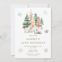 Convites Festa de aniversário de coelhos de inverno