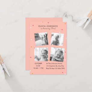 Convites Festa de aniversário de Colagem de Fotos Elegante