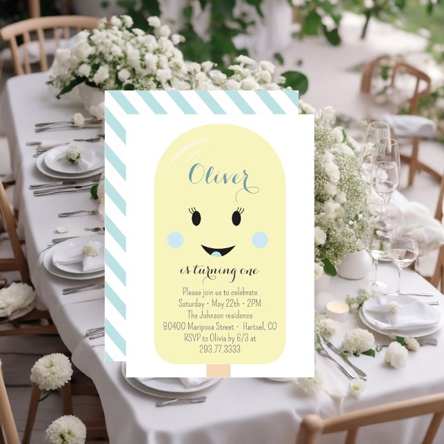 Convites Festa de aniversário de colher de Sorvete azul ama (Criador carregado)