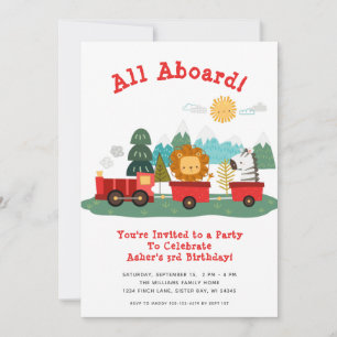Convites Festa de aniversário de Comboio Animal