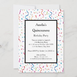 Convites Festa de aniversário de confete branco Quinceanera