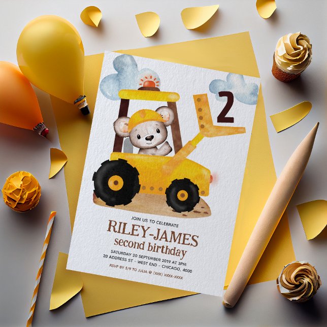 Convites Festa de aniversário de construção (Get ready to dig in and celebrate with our 'Under Construction' Birthday Invitation!)