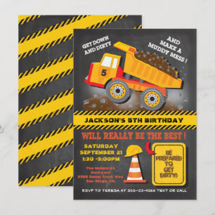 Convites Festa de aniversário De Construção De Caminhão