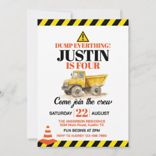 Convites Festa de Aniversário de Construção Fofa para Qualq