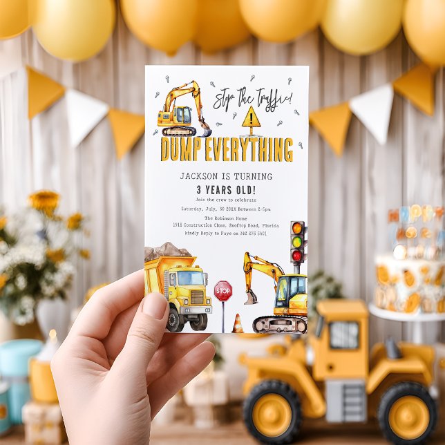 Convites Festa de Aniversário de Construção Infantil com Aq (Criador carregado)