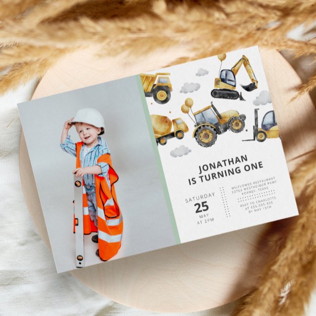 Convites Festa de aniversário de Construção Simples Moderna (Criador carregado)