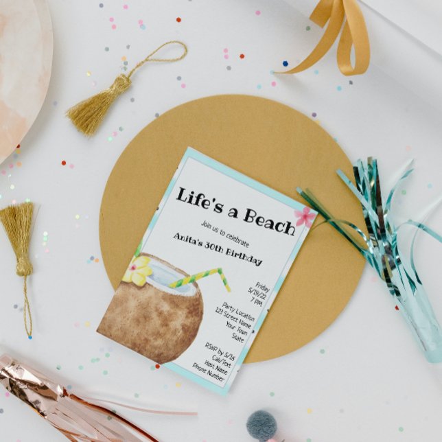 Convites Festa de aniversário de coquetel de praia (Criador carregado)