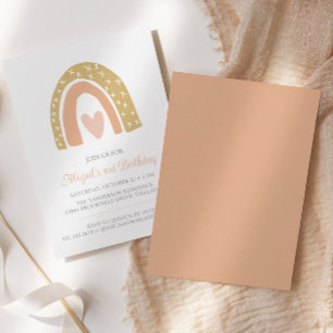 Convites Festa de aniversário de Coração Rosa Boho Rainbow 