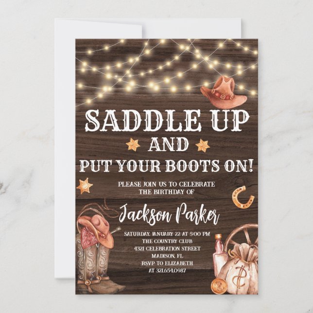 Convites Festa de aniversário de cowboy de aniversário ocid (Frente)