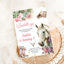 Festa de aniversário de cowboy ocidental rosa rode