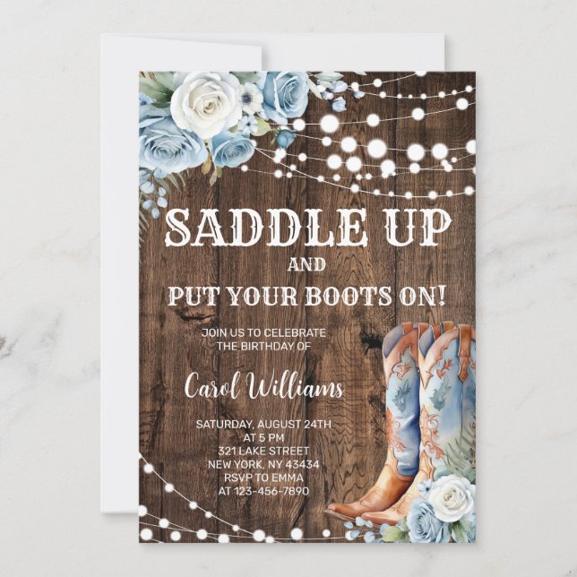 Convites Festa de aniversário de Cowgirl Ocidental (Frente)