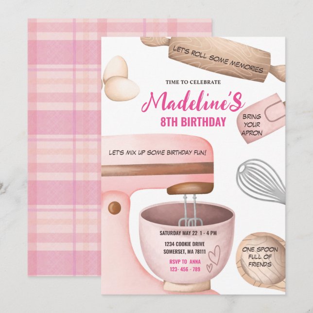 Convites Festa de aniversário de Cozinhar de Festa de anive (Frente/Verso)