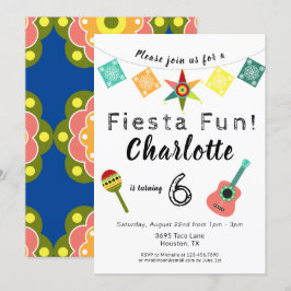 Convites Festa de Aniversário de criança Colorida Fiesta