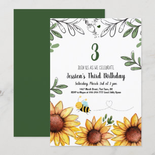 Convites Festa de Aniversário de criança de Abelhas e Gir